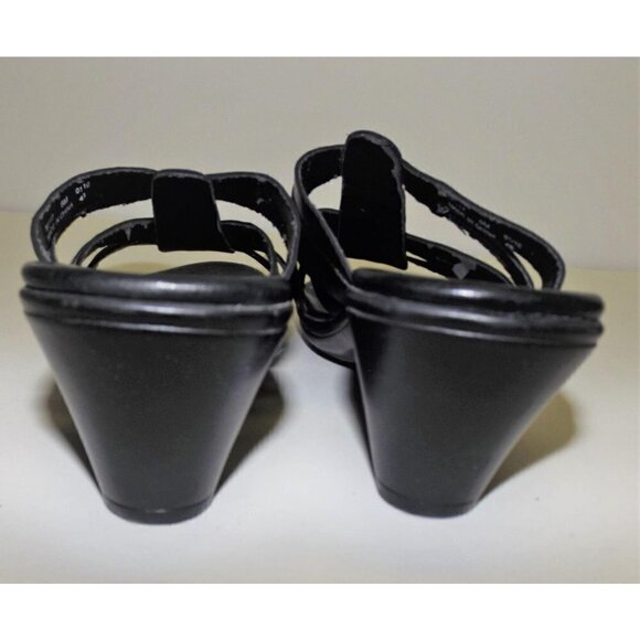 Clarks Bendables 6m black leather sandals medium heel - Picture 2 of 7